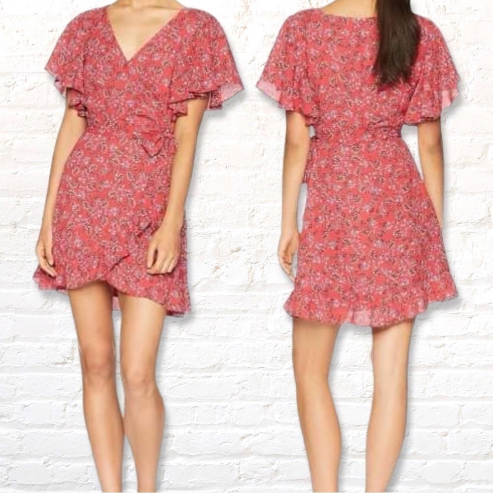 Jack by BB Dakota Womens Dakota Friendly Fire Floral Wrap Dress Size 10